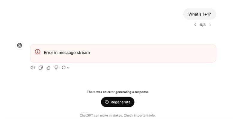 ChatGPT Message Stream Error
