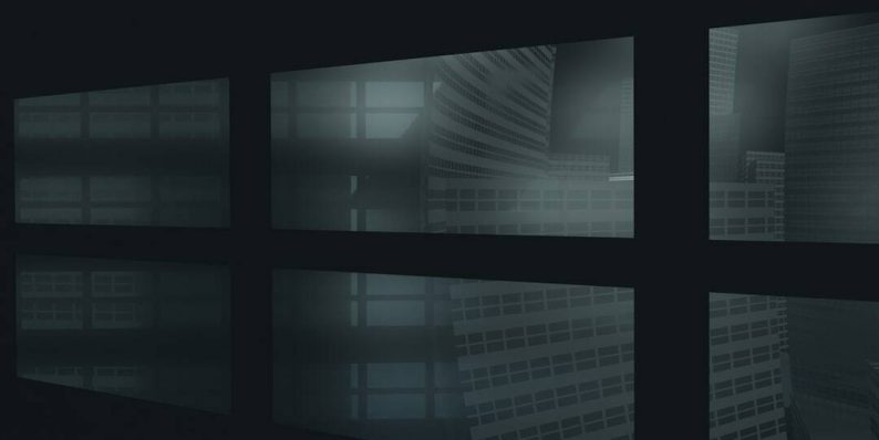 A dark room with multiple windows and a clock on the wall dns settings, hosting panel, url configuration