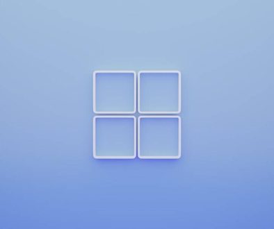 a blue background with a white square in the middle windows task manager, restart explorer, taskbar fix