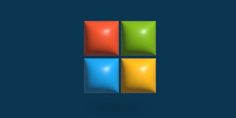 a blue background with four different colored squares windows 11 desktop, missing taskbar icons, user profile