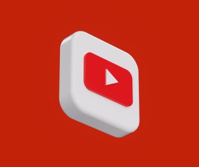 a red and white play button on a red background youtube creator, video editing, ai interface