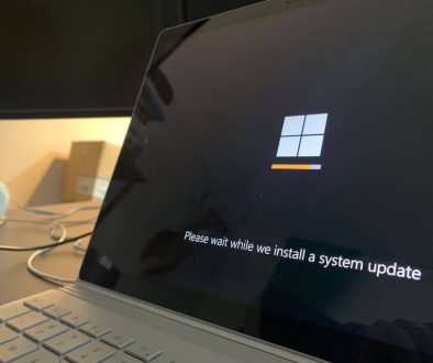 black and white laptop computer windows update, driver installation, laptop restart