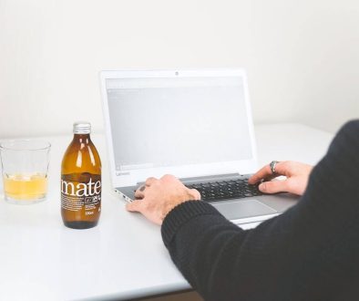 person using gray laptop job search computer resume
