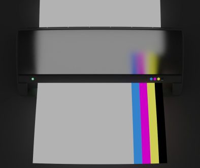 a printer with a multicolored strip of paper in front of it filmora interface editing dashboard color grading