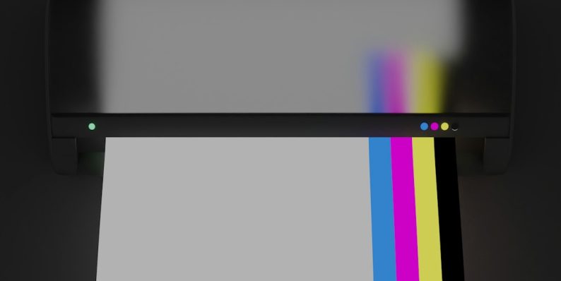 a printer with a multicolored strip of paper in front of it filmora interface editing dashboard color grading