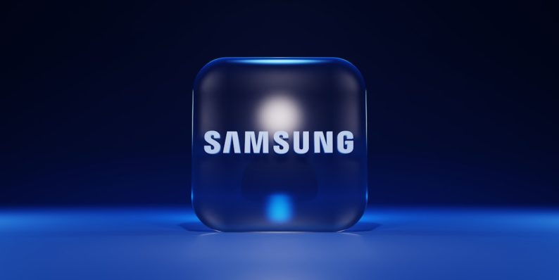 a blue cube with a white logo samsung tv settings, firmware update, smart tv interface