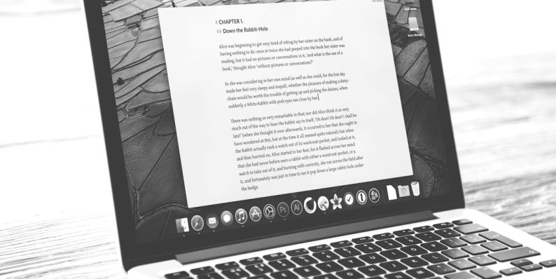 Laptop displays a document, possibly a letter. content review, human editor, AI generated article